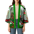 Personalized South Sydney Rabbitohs Kimono Aboriginal Dot Art - Dreamtime Rugby Mascot
