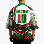 Personalized South Sydney Rabbitohs Kimono Aboriginal Dot Art - Dreamtime Rugby Mascot