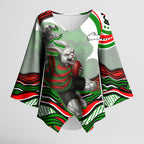Personalized South Sydney Rabbitohs Kimono Sleeve Blouse Aboriginal Dot Art - Dreamtime Rugby Mascot