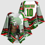 Personalized South Sydney Rabbitohs Kimono Sleeve Blouse Aboriginal Dot Art - Dreamtime Rugby Mascot