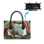 Personalized South Sydney Rabbitohs Leather Bag Aboriginal Dot Art - Dreamtime Rugby Mascot