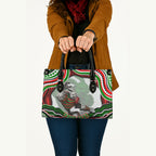 Personalized South Sydney Rabbitohs Leather Bag Aboriginal Dot Art - Dreamtime Rugby Mascot