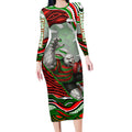 Personalized South Sydney Rabbitohs Long Sleeve Bodycon Dress Aboriginal Dot Art - Dreamtime Rugby Mascot