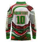 Personalized South Sydney Rabbitohs Long Sleeve Polo Shirt Aboriginal Dot Art - Dreamtime Rugby Mascot