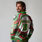 Personalized South Sydney Rabbitohs Long Sleeve Polo Shirt Aboriginal Dot Art - Dreamtime Rugby Mascot