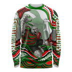 Personalized South Sydney Rabbitohs Long Sleeve Shirt Aboriginal Dot Art - Dreamtime Rugby Mascot
