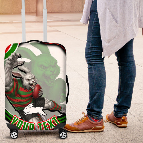 Personalized South Sydney Rabbitohs Luggage Cover Aboriginal Dot Art - Dreamtime Rugby Mascot