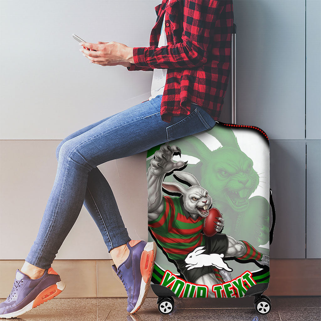 Personalized South Sydney Rabbitohs Luggage Cover Aboriginal Dot Art - Dreamtime Rugby Mascot