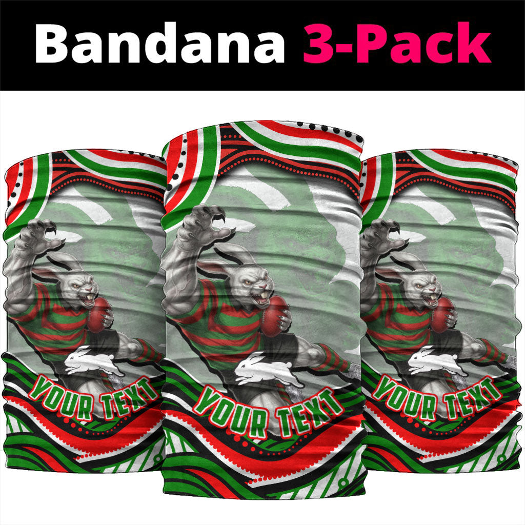 Personalized South Sydney Rabbitohs Neck Gaiter Aboriginal Dot Art - Dreamtime Rugby Mascot