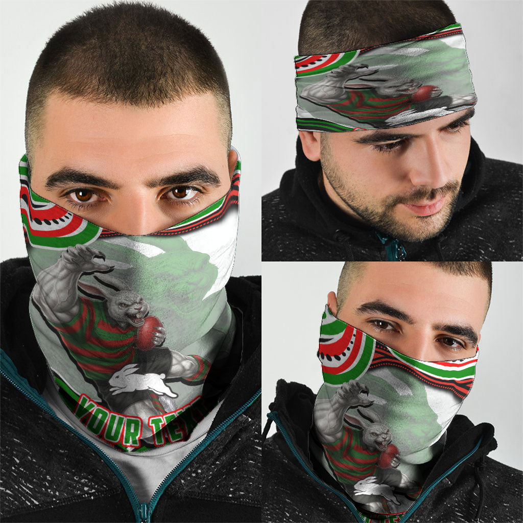 Personalized South Sydney Rabbitohs Neck Gaiter Aboriginal Dot Art - Dreamtime Rugby Mascot
