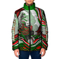 Personalized South Sydney Rabbitohs Padded Jacket Aboriginal Dot Art - Dreamtime Rugby Mascot