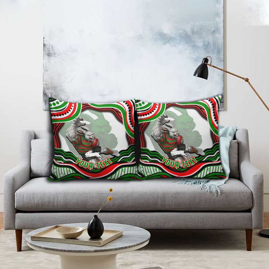 Personalized South Sydney Rabbitohs Pillow Cover Aboriginal Dot Art - Dreamtime Rugby Mascot