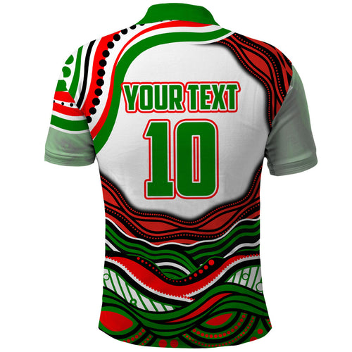 Personalized South Sydney Rabbitohs Polo Shirt Aboriginal Dot Art - Dreamtime Rugby Mascot