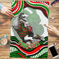 Personalized South Sydney Rabbitohs Puzzle Aboriginal Dot Art - Dreamtime Rugby Mascot