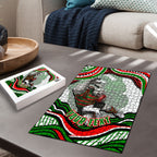 Personalized South Sydney Rabbitohs Puzzle Aboriginal Dot Art - Dreamtime Rugby Mascot