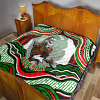 Personalized South Sydney Rabbitohs Quilt Aboriginal Dot Art - Dreamtime Rugby Mascot
