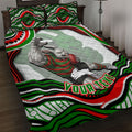 Personalized South Sydney Rabbitohs Quilt Bed Set Aboriginal Dot Art - Dreamtime Rugby Mascot