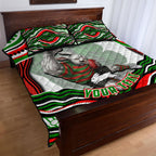 Personalized South Sydney Rabbitohs Quilt Bed Set Aboriginal Dot Art - Dreamtime Rugby Mascot