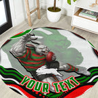 Personalized South Sydney Rabbitohs Round Carpet Aboriginal Dot Art - Dreamtime Rugby Mascot