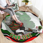Personalized South Sydney Rabbitohs Round Carpet Aboriginal Dot Art - Dreamtime Rugby Mascot