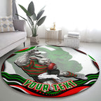 Personalized South Sydney Rabbitohs Round Carpet Aboriginal Dot Art - Dreamtime Rugby Mascot