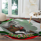 Personalized South Sydney Rabbitohs Round Carpet Aboriginal Dot Art - Dreamtime Rugby Mascot