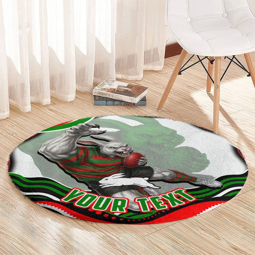 Personalized South Sydney Rabbitohs Round Carpet Aboriginal Dot Art - Dreamtime Rugby Mascot