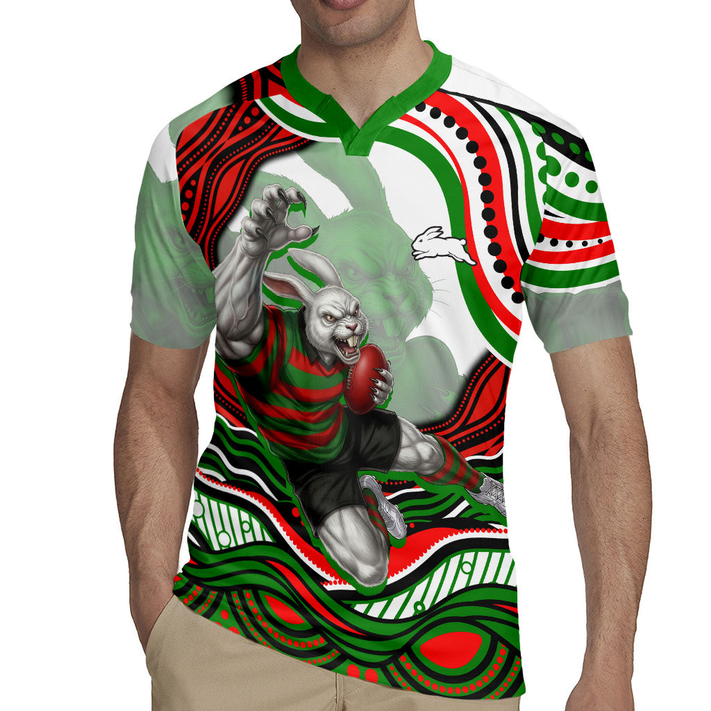 Personalized South Sydney Rabbitohs Rugby Jersey Aboriginal Dot Art - Dreamtime Rugby Mascot