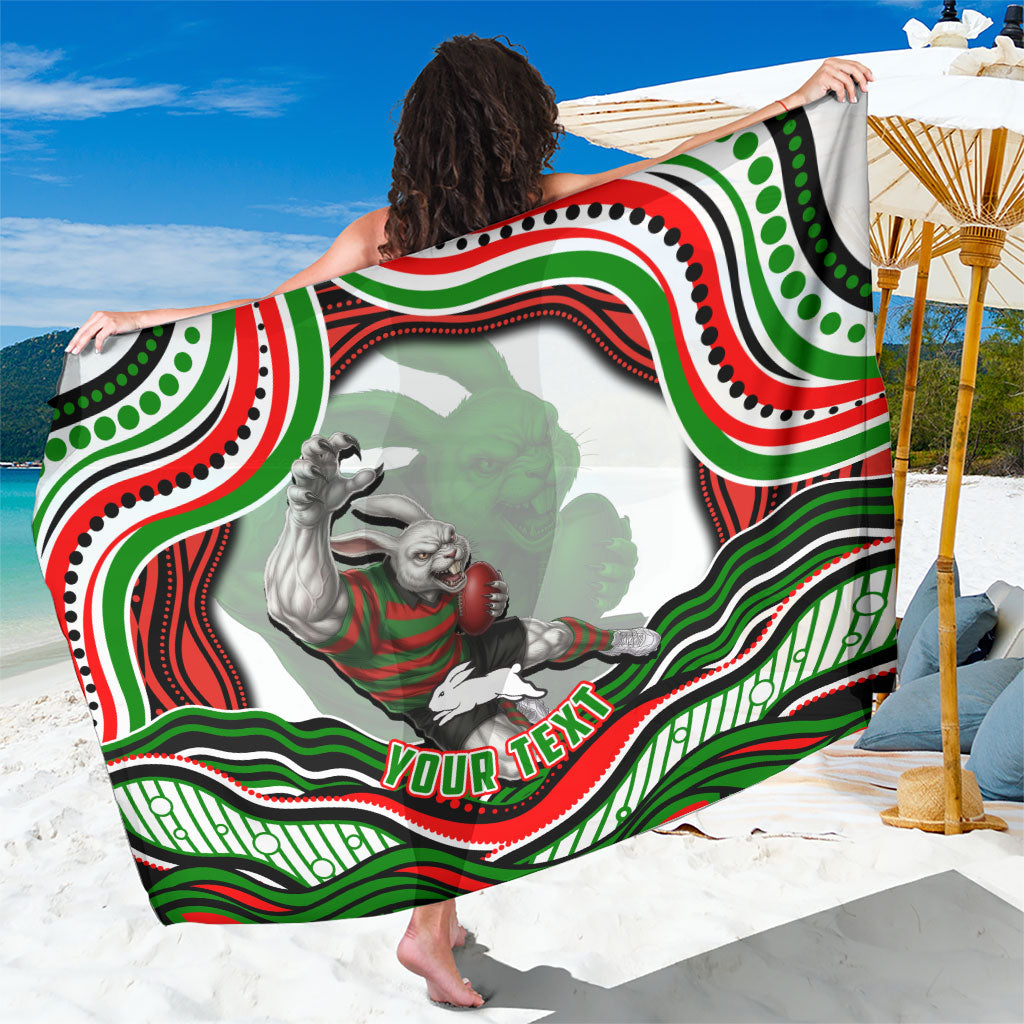 Personalized South Sydney Rabbitohs Sarong Aboriginal Dot Art - Dreamtime Rugby Mascot
