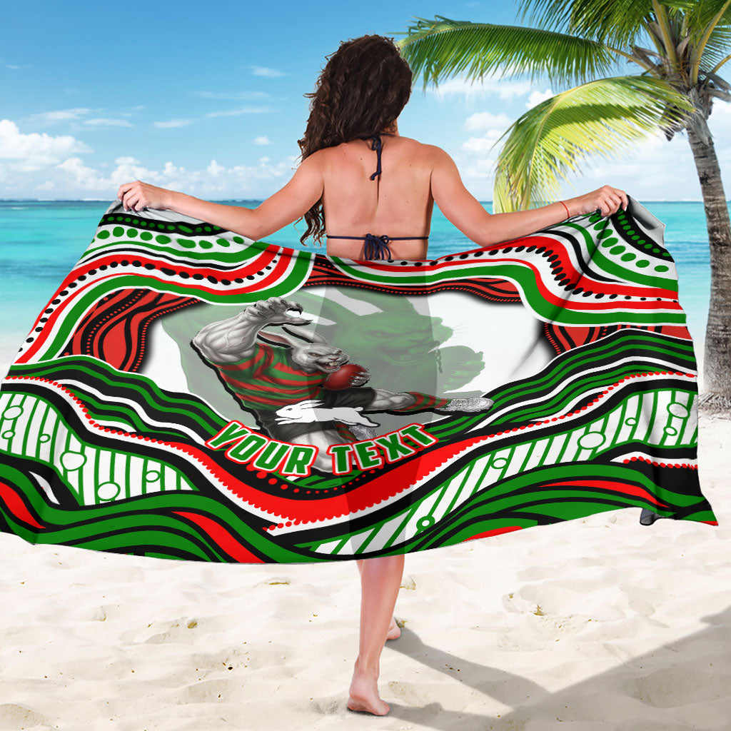 Personalized South Sydney Rabbitohs Sarong Aboriginal Dot Art - Dreamtime Rugby Mascot