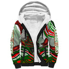 Personalized South Sydney Rabbitohs Sherpa Hoodie Aboriginal Dot Art - Dreamtime Rugby Mascot