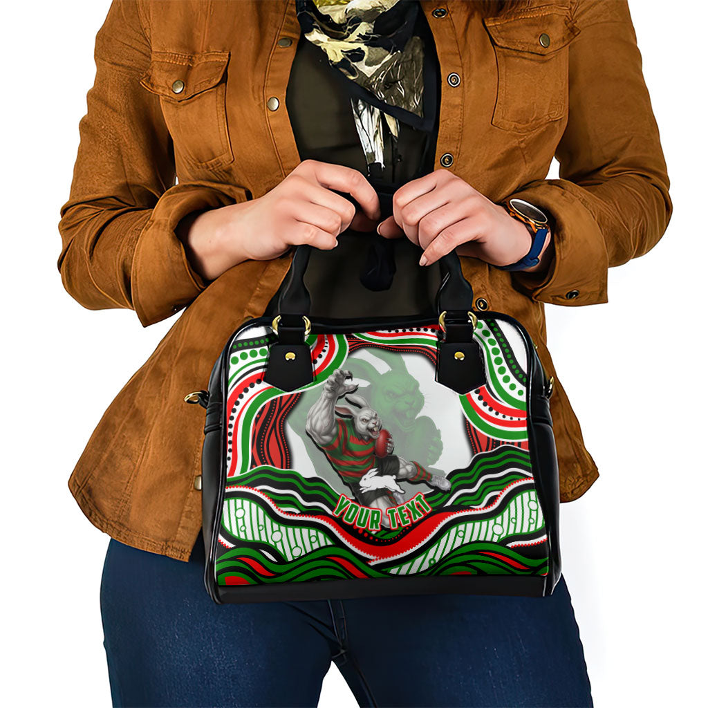 Personalized South Sydney Rabbitohs Shoulder Handbag Aboriginal Dot Art - Dreamtime Rugby Mascot