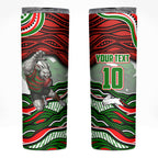Personalized South Sydney Rabbitohs Skinny Tumbler Aboriginal Dot Art - Dreamtime Rugby Mascot