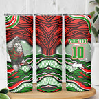 Personalized South Sydney Rabbitohs Skinny Tumbler Aboriginal Dot Art - Dreamtime Rugby Mascot