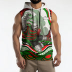 Personalized South Sydney Rabbitohs Sleeveless Hoodie Aboriginal Dot Art - Dreamtime Rugby Mascot