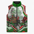 Personalized South Sydney Rabbitohs Sleeveless Puffer Jacket Aboriginal Dot Art - Dreamtime Rugby Mascot