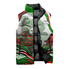 Personalized South Sydney Rabbitohs Sleeveless Puffer Jacket Aboriginal Dot Art - Dreamtime Rugby Mascot