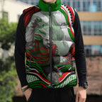 Personalized South Sydney Rabbitohs Sleeveless Puffer Jacket Aboriginal Dot Art - Dreamtime Rugby Mascot