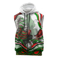 Personalized South Sydney Rabbitohs Sleeveless Zip Hoodie Aboriginal Dot Art - Dreamtime Rugby Mascot