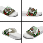 Personalized South Sydney Rabbitohs Slide Sandals Aboriginal Dot Art - Dreamtime Rugby Mascot