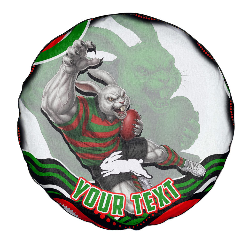 Personalized South Sydney Rabbitohs Spare Tire Cover Aboriginal Dot Art - Dreamtime Rugby Mascot