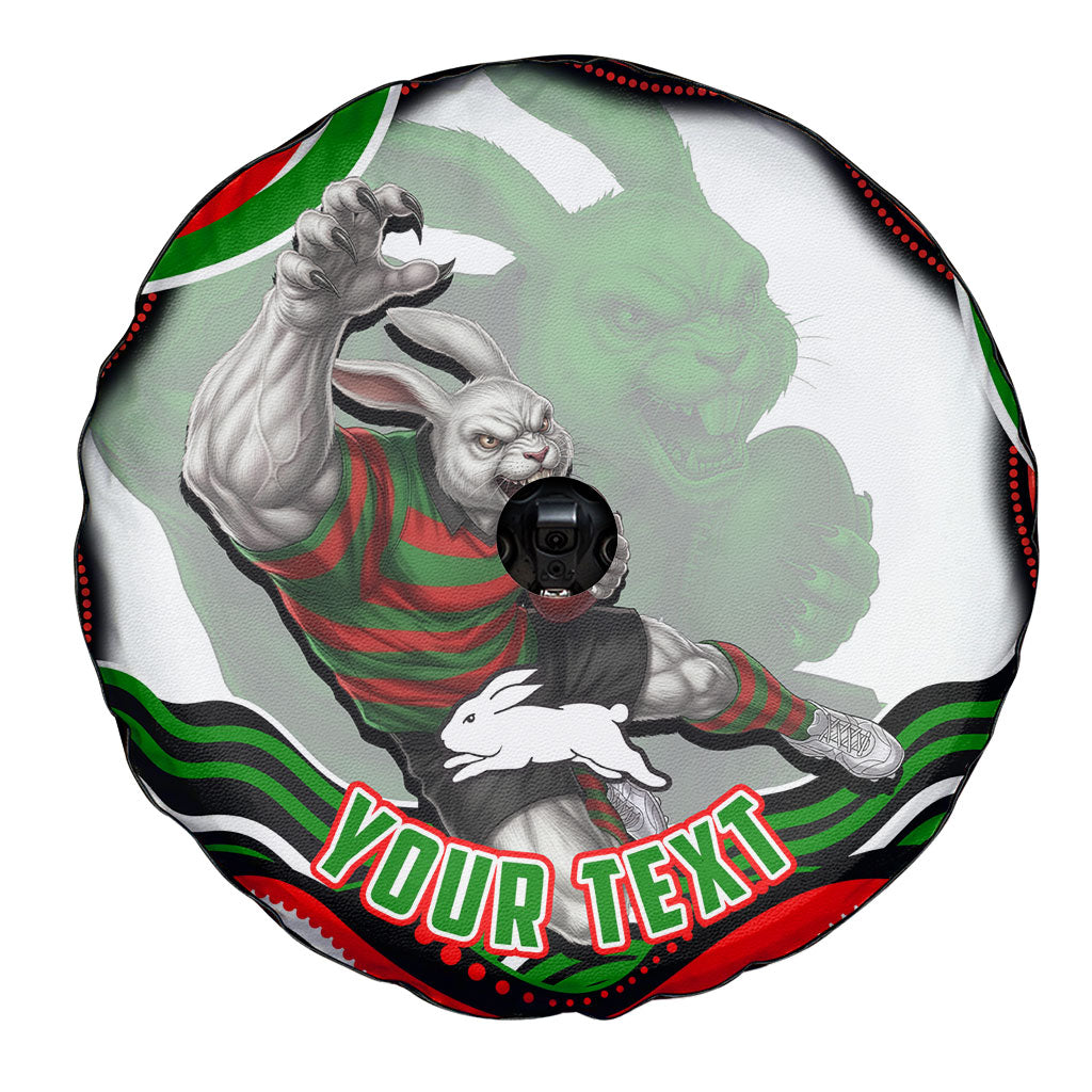 Personalized South Sydney Rabbitohs Spare Tire Cover Aboriginal Dot Art - Dreamtime Rugby Mascot
