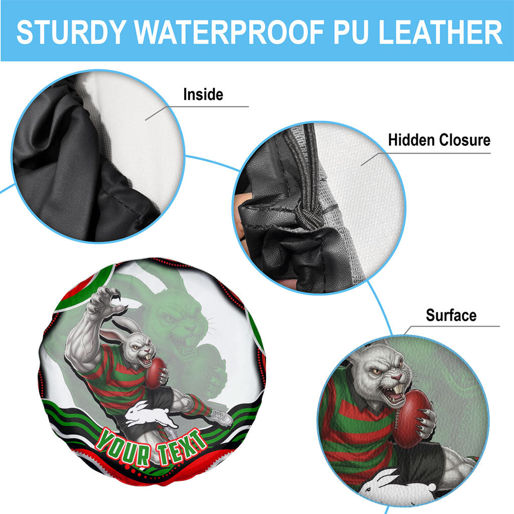 Personalized South Sydney Rabbitohs Spare Tire Cover Aboriginal Dot Art - Dreamtime Rugby Mascot