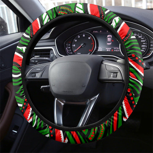 South Sydney Rabbitohs Steering Wheel Cover Aboriginal Dot Art - Dreamtime Rugby Mascot