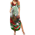 Personalized South Sydney Rabbitohs Summer Maxi Dress Aboriginal Dot Art - Dreamtime Rugby Mascot
