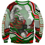 Personalized South Sydney Rabbitohs Sweatshirt Aboriginal Dot Art - Dreamtime Rugby Mascot
