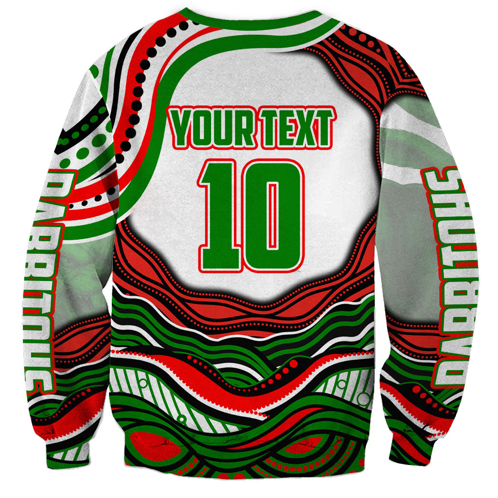 Personalized South Sydney Rabbitohs Sweatshirt Aboriginal Dot Art - Dreamtime Rugby Mascot