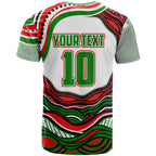 Personalized South Sydney Rabbitohs T Shirt Aboriginal Dot Art - Dreamtime Rugby Mascot