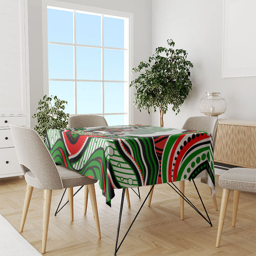 Personalized South Sydney Rabbitohs Tablecloth Aboriginal Dot Art - Dreamtime Rugby Mascot