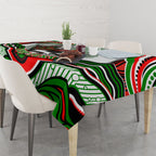 Personalized South Sydney Rabbitohs Tablecloth Aboriginal Dot Art - Dreamtime Rugby Mascot